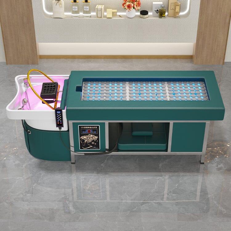 611-2 | Massage Setting Shampoo Bed | Natural Hot Stone Magnetic Therapy with Under Seat Storage and Ottoman | SSW SHAMPOO UNITS AND CABINETS SSW