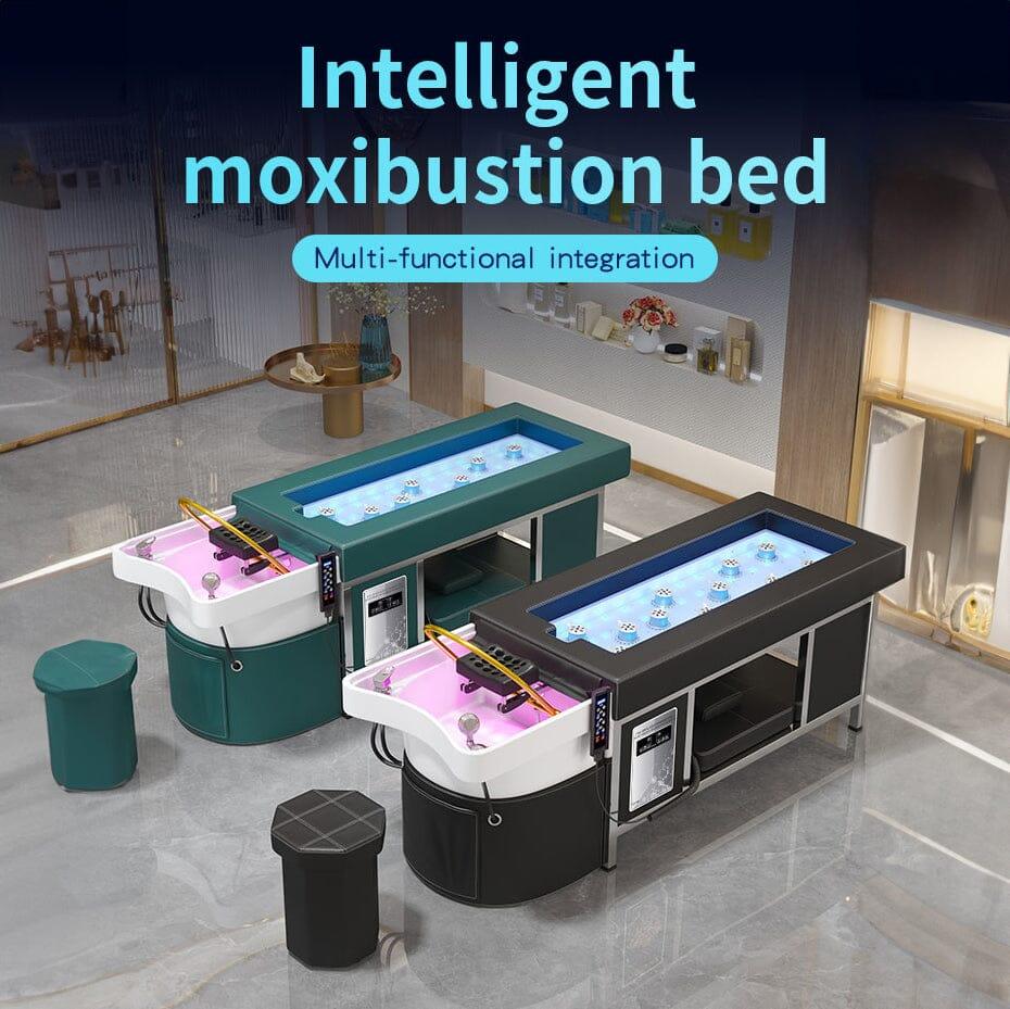 611-2 | Massage Setting Shampoo Bed | Natural Hot Stone Magnetic Therapy with Under Seat Storage and Ottoman | SSW SHAMPOO UNITS AND CABINETS SSW