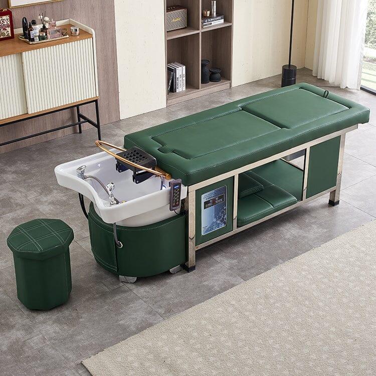 611-4 | Massage Setting Shampoo Bed | Natural Hot Stone Magnetic Therapy with Ceramic Foot Basin | Under Seat Storage and Ottoman | SSW SHAMPOO UNITS AND CABINETS SSW