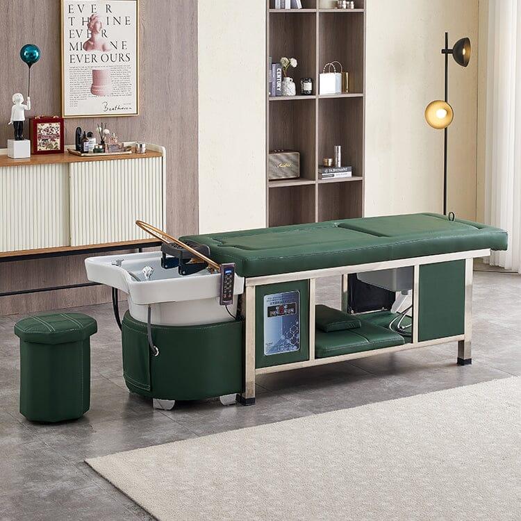 611-4 | Massage Setting Shampoo Bed | Natural Hot Stone Magnetic Therapy with Ceramic Foot Basin | Under Seat Storage and Ottoman | SSW SHAMPOO UNITS AND CABINETS SSW