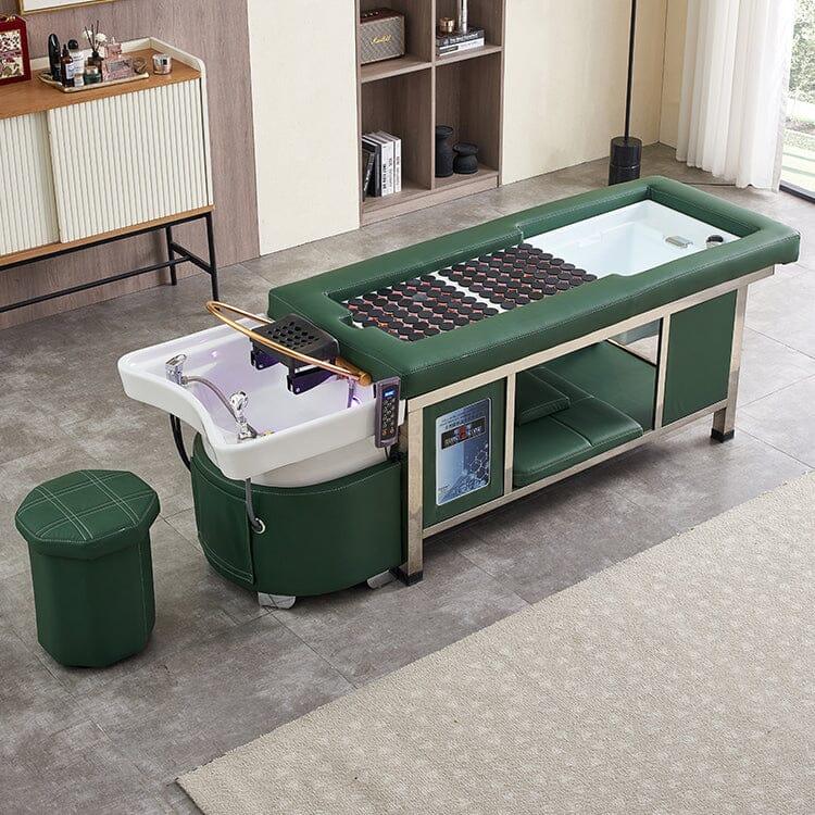 611-4 | Massage Setting Shampoo Bed | Natural Hot Stone Magnetic Therapy with Ceramic Foot Basin | Under Seat Storage and Ottoman | SSW SHAMPOO UNITS AND CABINETS SSW