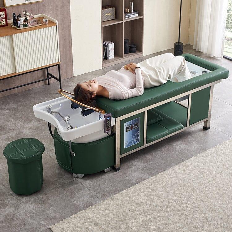 611-4 | Massage Setting Shampoo Bed | Natural Hot Stone Magnetic Therapy with Ceramic Foot Basin | Under Seat Storage and Ottoman | SSW SHAMPOO UNITS AND CABINETS SSW