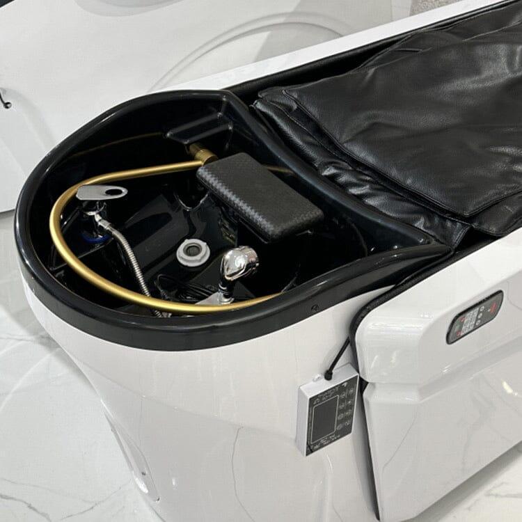 A029 | Korean Japanese Head Spa Massage Shampoo Bed | White - Black Fabric | Water Circulation Ring | Shampoo Unit | SSW SHAMPOO UNITS AND CABINETS SSW