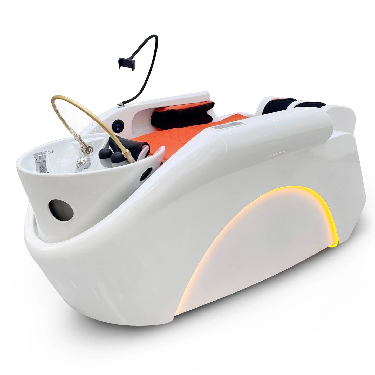 XL780 | XL Large Korean Japanese Head Spa Massage Shampoo Bed | White - Black Fabric | Water Circulation Ring | Shampoo Unit | SSW SHAMPOO UNITS AND CABINETS SSW