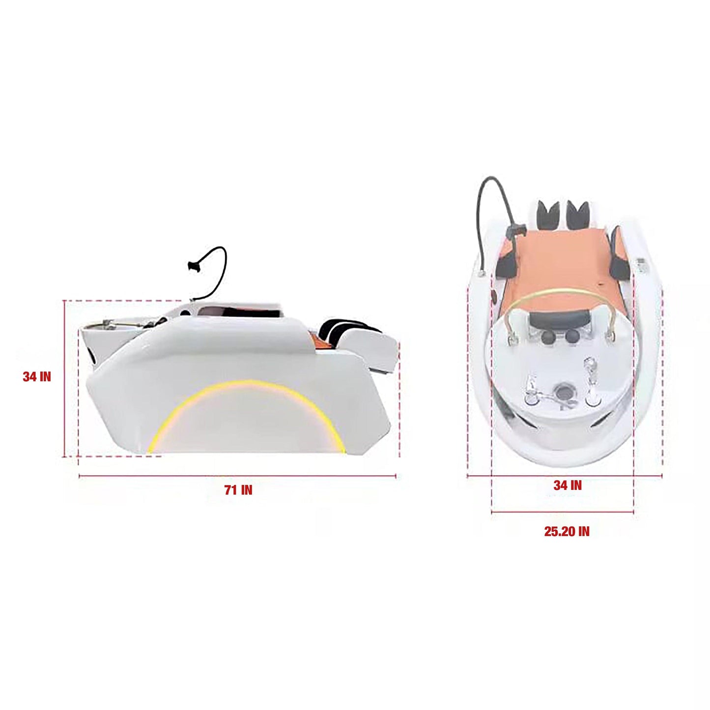 XL780 | XL Large Korean Japanese Head Spa Massage Shampoo Bed | White - Black Fabric | Water Circulation Ring | Shampoo Unit | HOTLINE BEAUTY