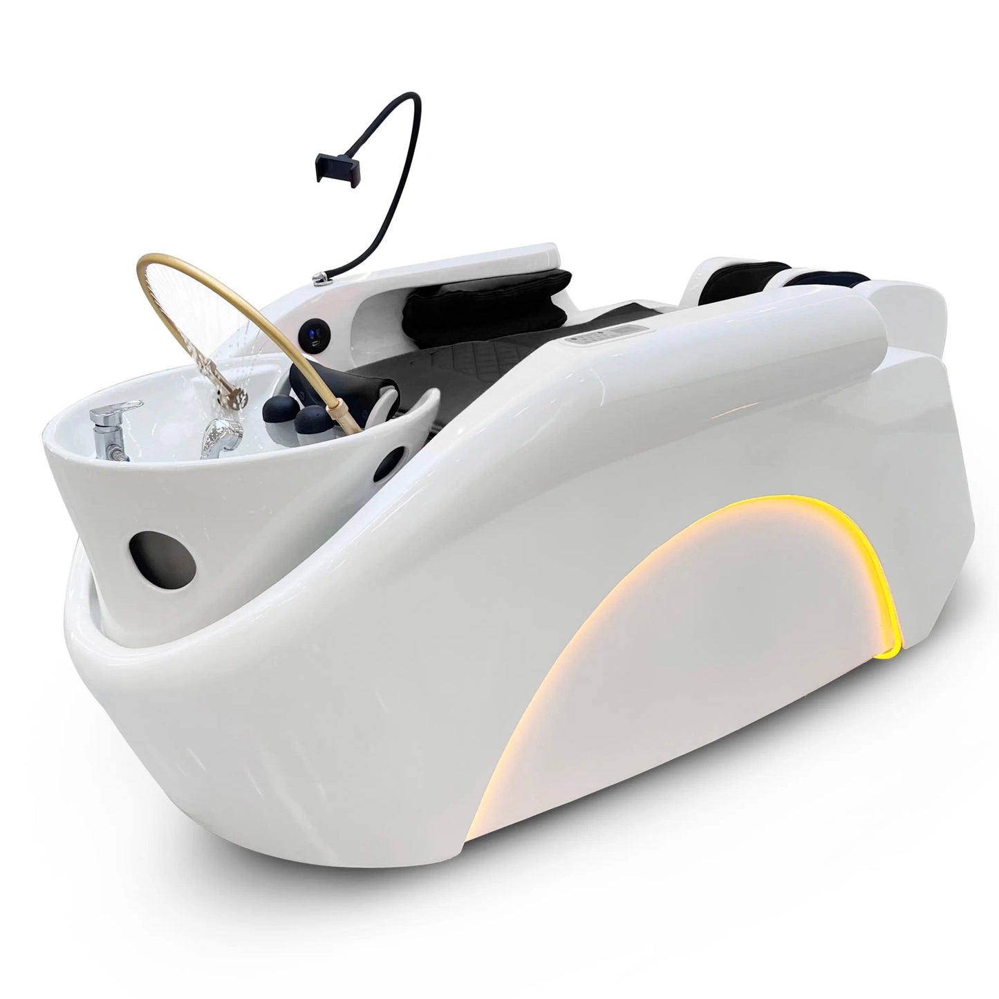 XL780 | XL Large Korean Japanese Head Spa Massage Shampoo Bed | White - Black Fabric | Water Circulation Ring | Shampoo Unit | SSW SHAMPOO UNITS AND CABINETS SSW Black