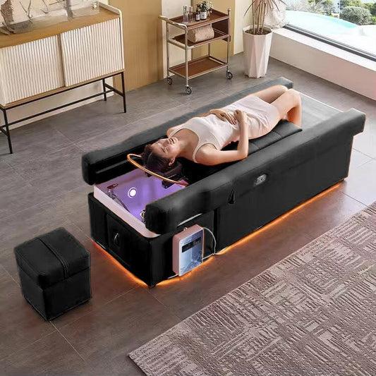 #631 | Electric Lifting | Korean Japanese Head Spa Massage Shampoo Bed with Light | Pedicure | SSW SHAMPOO UNITS AND CABINETS SSW BLACK